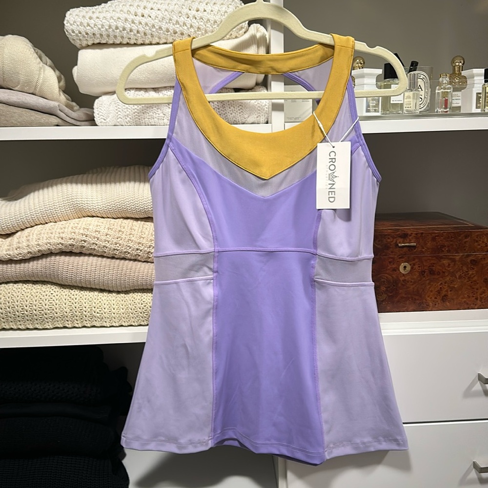 NWT Arabian Nights Purple Athletic top from Crowned Athletics.  Size Large